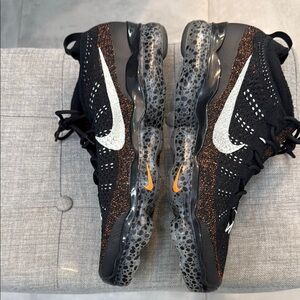 Nike Black and Orange Air VaporMax Flyknit Sneakers
